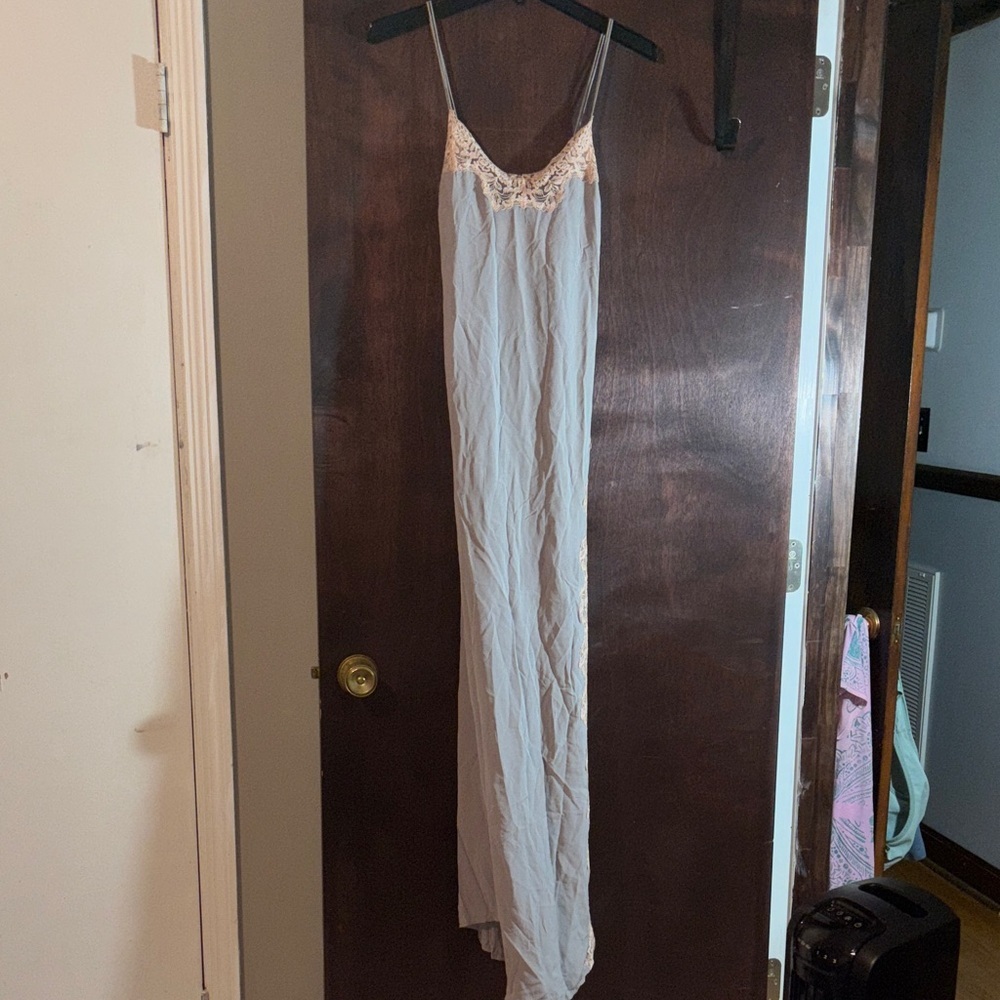 Zara Grey Lace Detail Slip Dress - Picture 2 of 4